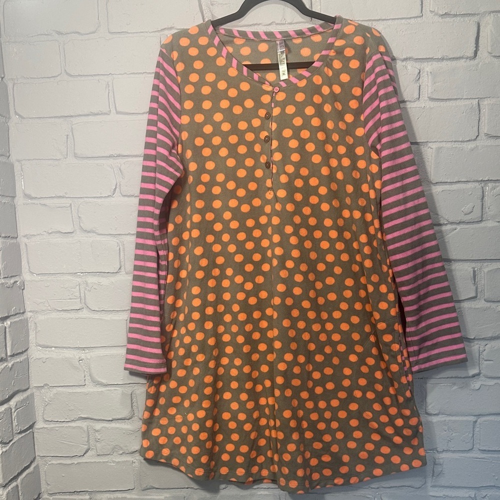 NWOT HUE Gray Dress with Orange and Pink Accents size XL
